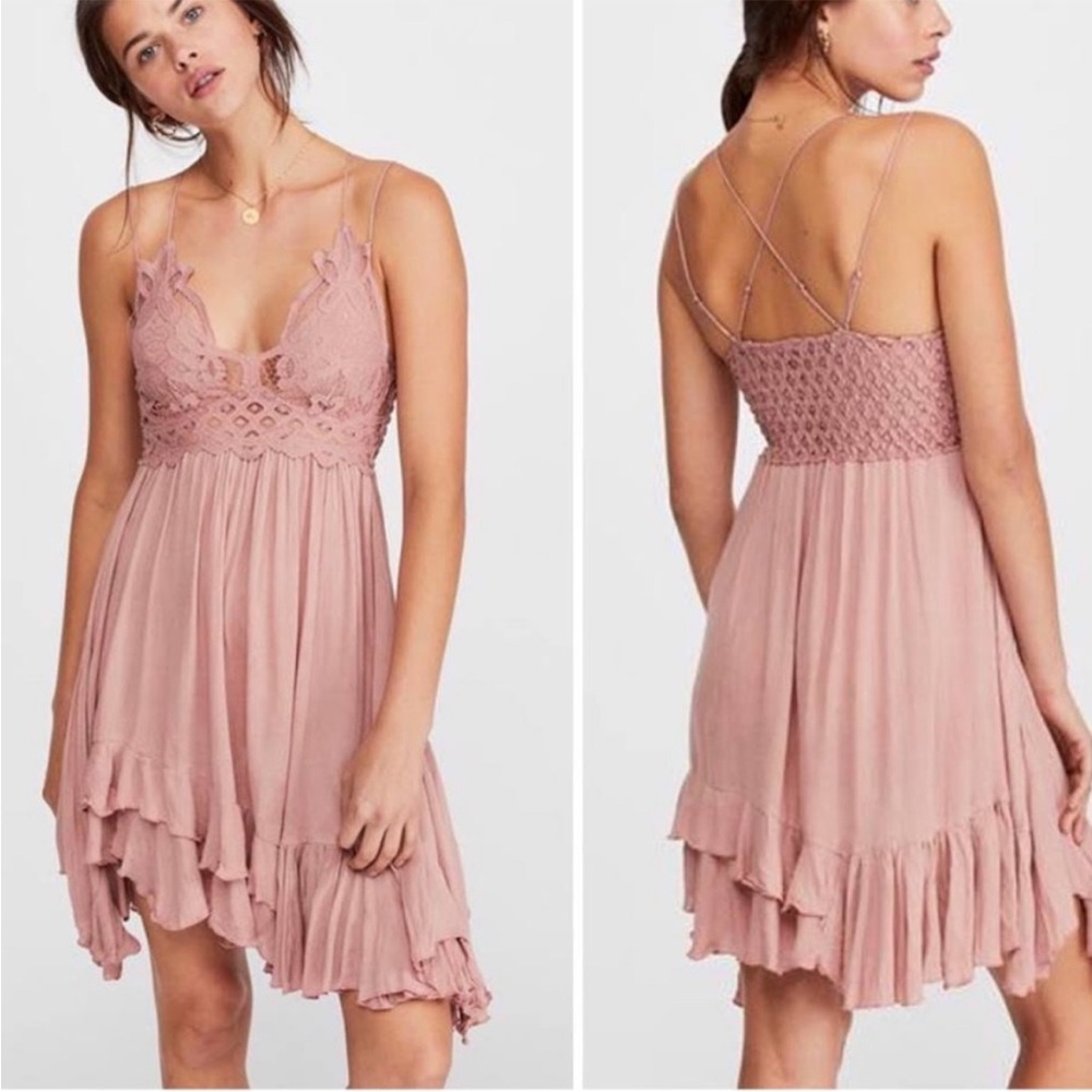 Free People Adella Slip Dress, NWT, Rose Color, Size Small